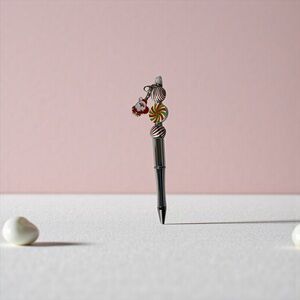 Handmade Christmas Beaded Pen – Santa & Peppermint Candy Charm